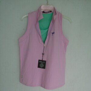 RLX Ralph Lauren Womens Sleeveless Golf Shirt w/ Biult In Sports Bra Size L Pink